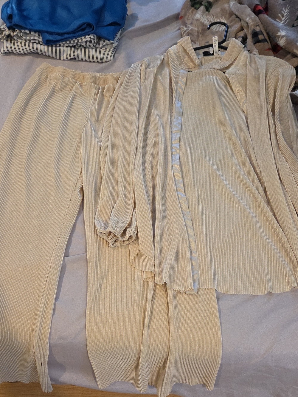 Ro & De Pleated Two-Piece Set in Cream